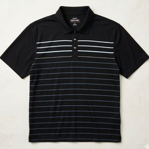 Kirkland Signature Striped Performance Polo Golf Shirt Corporate Core Black XL